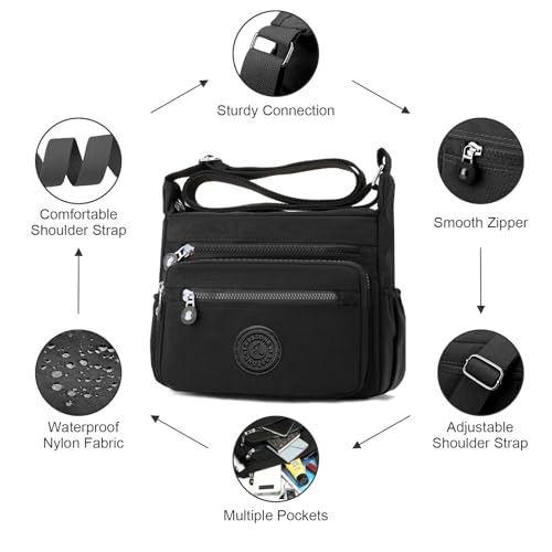 Women's Shoulder Bags Multi-Pocket Casual Crossbody Bag Handbags Waterproof Nylon Messenger Travel Bags Ladies Tote4