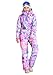 Bluemagic Womens Snowsuit One Pieces Ski Suits Jumpsuits Colorful Coveralls Snowboard Winter Outdoor (3XL,PPL GLX)