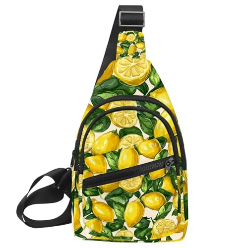 Sac à dos à bandoulière feuilles de citron multicolore avec sangle réglable ergonomique
