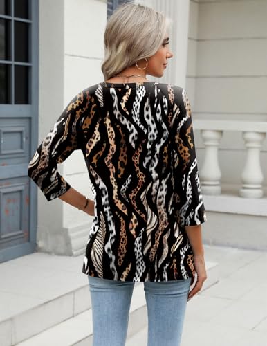 Image of Zeagoo 3 /4 Length Sleeve Womens Tops Casual V Neck Shirts Soft Basic Tees Business Work Blouses