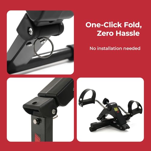 Image of Lifelong LLF63 Fit Pro Foot Pedal Exerciser Machine, Foldable Portable Foot, Hand, Arm, Leg Exercise Pedaling Machine - Black and Red