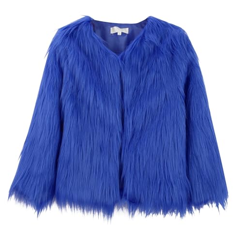 Girls Faux-Fur Jacket Fall Winter Warm Long Sleeve Thick Fuzzy Coat Trendy Cute Y2k Plain Puffer Shaggy Outwear Comfy Tops3