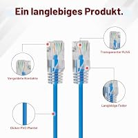 Mygatti Ultradünn/slim OD:2.8mm CAT 6 Ethernetkabel(6-Stück)-1.5m, flexibel UTP netzwerkkabel 1.0 Gbit/s,RJ45 blau LAN Kabel,für Heimnetzwerke,Modem,Router,Schaltkästen,Laptop,Drucker usw – Ansicht 5