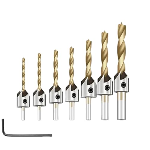 Juego de brocas avellanadoras de acero de alta velocidad para madera y metal, herramienta para carpintería y taladrado con bisel de 15 grados miniatura 1