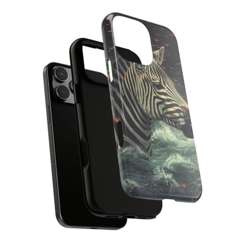 Coque rigide iPhone 16 Pro Max noire motif zèbre eau et braises - 3
