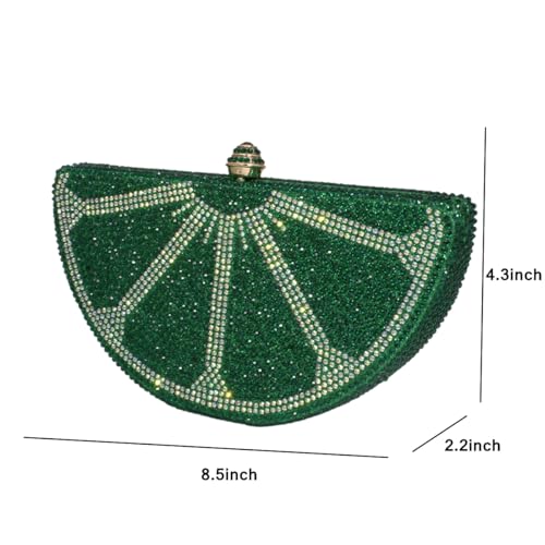 Image of Women Rhinestone Clutch Purse Watermelon Shape Handbag Cute Fruit Crossbody Bag Crystal Wedding Party Purse