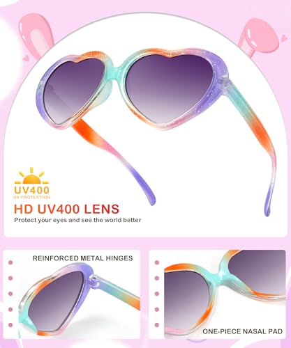 NSSIW Kids Polarized Sunglasses Heart-Sunglasses: Toddler Sun Glasses with UV Protection for Girls Youth Child 3Pack Age 3-124