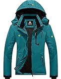 GEMYSE Women's Mountain Waterproof Ski Jacket Windproof Snow Coat With Hood (Pure Acid Blue,Medium)