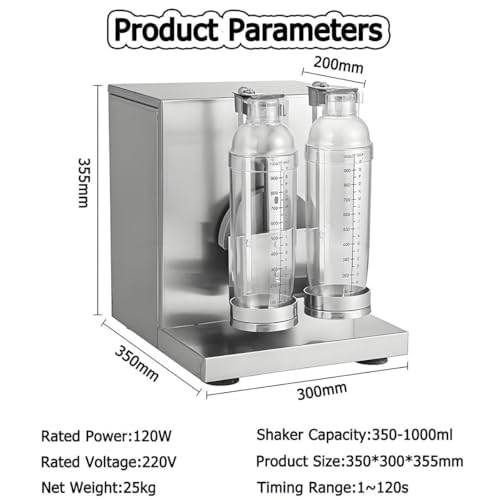 Shaker elettrico automatico per tè e cocktail, capacità 350 ml-1000 ml, con doppie tazze in acciaio inox