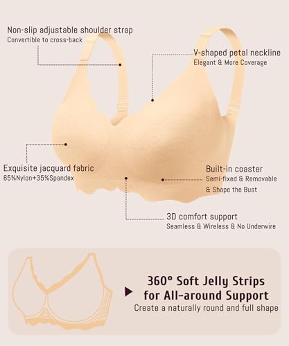 Gailife Scalloped Womens Bras No Underwire Wireless Seamless Bra Push Up Bralette Full Coverage Comfort Raceback Everyday Bra4