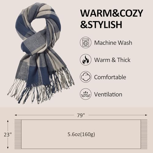 Image of Loritta Winter Scarf for Women, Long Plaid Shawl Wraps Scarves Gifts