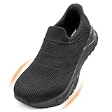 Sosenfer Slip On Composite Toe Shoes for Men | Wide Toe Box Safety Sneakers | Lightweight Steel Toe Work Shoes | Non-Slip for Construction/Warehouse