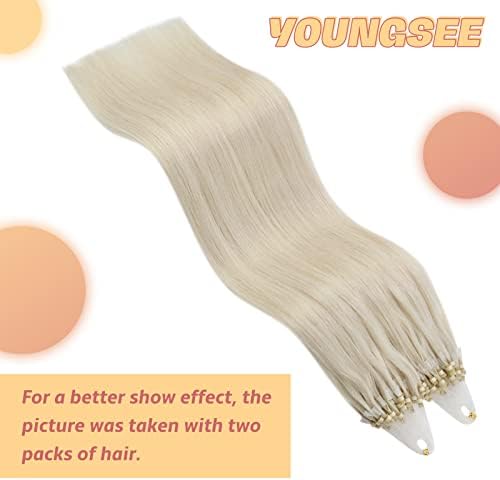 YoungSee Micro Loop Hair Extensions Platinum Blonde Micro Hair Extensions Real Human Hair Blonde 18 Inch Micro Ring Human Hair Extensions Platinum Blonde Micro Bead Hair Extensions 50s/50g