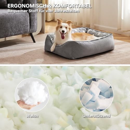 Heymamba Hundebett für große Hunde, Höhlen-Hundebett mit Abnehmbarer Decke, Flauschiges und Warmes Hundesofa, erhöhte Seiten, waschbar, geeignet für alle großen Hunde, 90x65x23cm