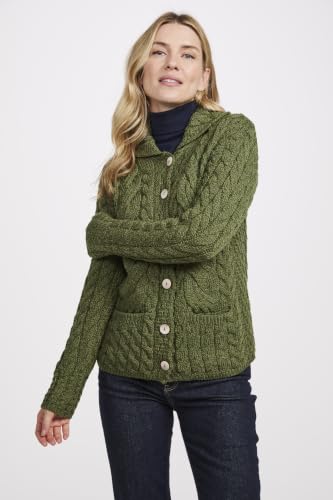 Image of Ladies Buttoned Cabled Cardigan-L