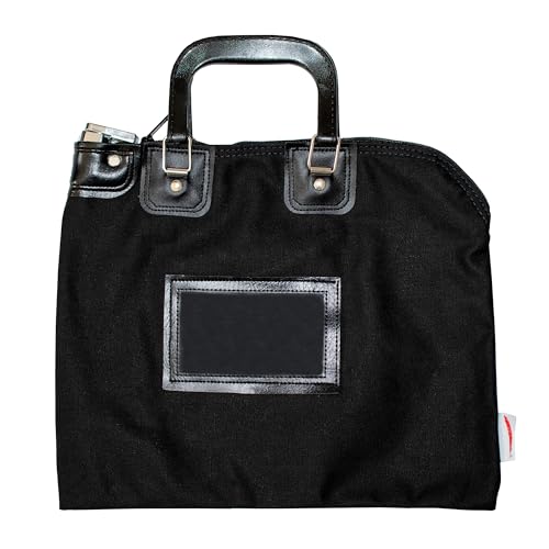 Sac banquier en toile noir porte-documents poignées rigides homme
