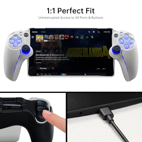 Image of UYIYE Protective Case Compatible with PlayStation Portal Remote Player, Soft Rubber Grip Cover with PreciseThin Fit, Anti-Scratch Shockproof Protection, Comfortable Hold & Cooling Design Black+White