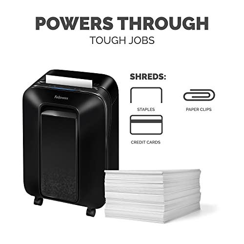 Image of Fellowes LX20M 12 Sheet P-4 Micro-Cut, Heavy Duty Paper Shredder for Office, 100% Jam Proof (Black)