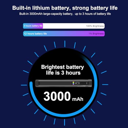 OBETS 30cm RGB Lámpara de vídeo portátil, luz de Relleno LED con batería de 3000 mAh, 2500 – 9000 K, luz de Tubo de cámara Regulable para Estudio fotografía TikTok Youtube Vlog - imagen 5