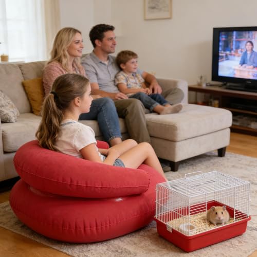 Sillón inflable con acabado aterciopelado y asiento plegable 4