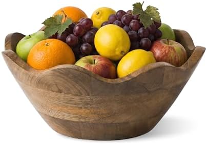 Mela Artisans 10 in Wide x 4 in Tall Scalloped Mango Wood Bowl – ...