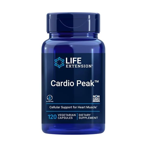 Life-Extension-Cardio-Peak-with-Standardized-Hawthorn-and-Arjuna-120-Vegetarian-Capsules Life Extension Cardio Peak - Hawthorn Extract (Leaf, Flower, Stem) Supplement with Arjuna Extract for Heart Health Support - Twice Daily - Gluten Free, Non-GMO, Vegetarian - 120 Capsules
