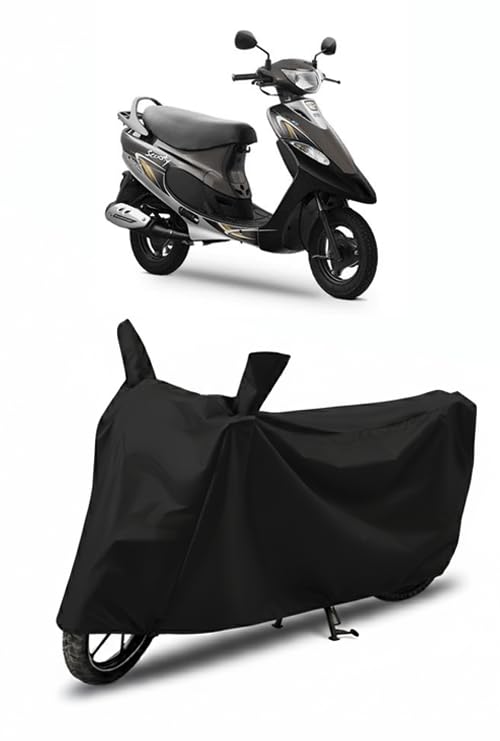 Image of DRAKOWISH Waterproof Scooty Cover for Tvs Pep Plus All Weather Protection from Rain, Dust, UV Rays & Scratches with Mirror Pockets & Buckle Belt