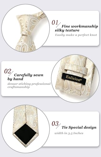 Image of Enlision Ties for Men Solid Color 3.35 inch Formal Business Necktie Classic Satin Mens Wedding Party Ties
