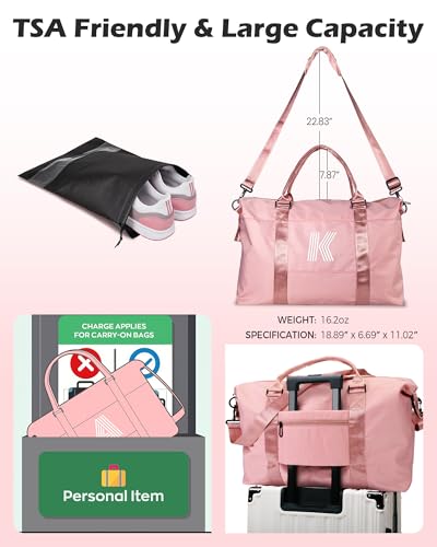 Gifts for Daughter, Initial Girls Travel Duffel Bag, Teen Girl Trendy Stuff, Gift for Tween Girls 8 9 10 11 12 13 14 15 16 Year Old, Monogram Overnight Bag, Birthday Gift for Girls (Letter A)3