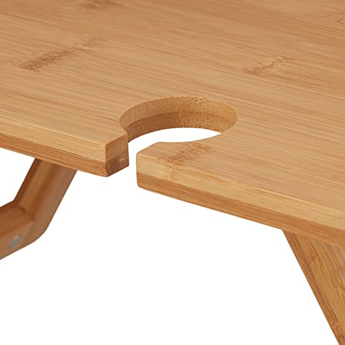 Mini-table pliable en bambou avec support bouteille et verres - 7