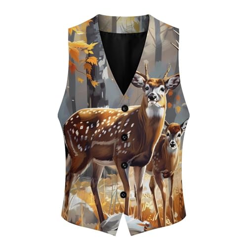 Deer Forests Novelty Men's Suit Vest Funny Formal Dress Vests Business Waistcoat3