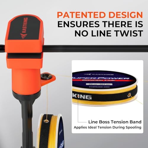 Image of KastKing TrueWind Clamp-On Fishing Line Spooler, Portable Fishing Reel Spooler for Spinning & Baitcasting Reels, No Line Twist, Adjustable Tension, Built-in Line Cutter