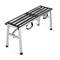 Folding Work Platform 39"(L) x12(W) Height Adjustment 19-27"(H) Portable Steel Step Ladder Stool for Home, Office, Workshop and Garage, Maximum Load 400lbs