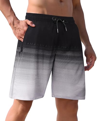 APTRO Herren Badehose Lang Badeshorts mit Mesh-Futter Schnelltrocknend Boardshorts mit Reißverschlusstaschen Sport Shorts