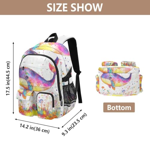 Mochilas universitarias de 17.5 pulgadas con estampado resistente de ballena 3