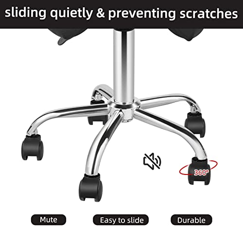 Luxmars Saddle Chair Rolling Ergonomic Swivel Chair With Soft Comfortable Cushion And Wheels Hydraulic Adjustable Stool For Home Office Dental Tattoo Salon Shop Use - White, With Backrest #TOP4