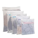 okroo Zip Up Laundry Bags Value Pack – White Mesh Laundry Washing Bags for Delicates,Bras,Socks. Daily Laundry,Travel Organizer and Home Storage 5pcs