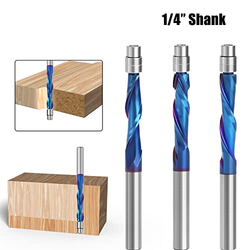 Trvoxviq 3PCS Spiral Flush Trim Router Bit Set,1/4 Inch Shank - Image 2