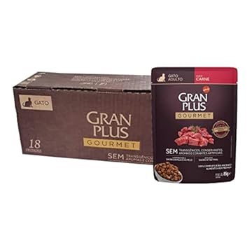 Ração Úmida GranPlus Gourmet Gatos Adultos Carne 85g - Pack com 18 unidades