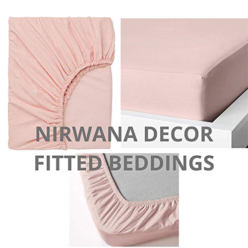 Image of Fitzy 280 TC Fitted Bedsheet King Size, Elastic Bedsheet, 72x78 + 10 Inches Drop,with 2 Pillow Covers (Gold Flowers)