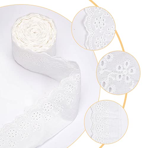 GORGECRAFT 8 Yards 80mm Wide Cotton Lace Trim Eyelet Embroidery Fabric Flower Scalloped Ribbon Curtain TableclothRuffle Slipcover Bridal Accessories for DIY Craft Sewing Wedding Decor - Image 4