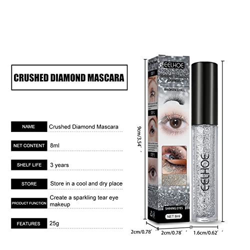 Shiny Diamond Mascara Long Lasting Waterproof Thickening Lengthening Glitter Mascara Hypoallergenic Cosmetics For Daily Holiday Party Makeup #TOP4