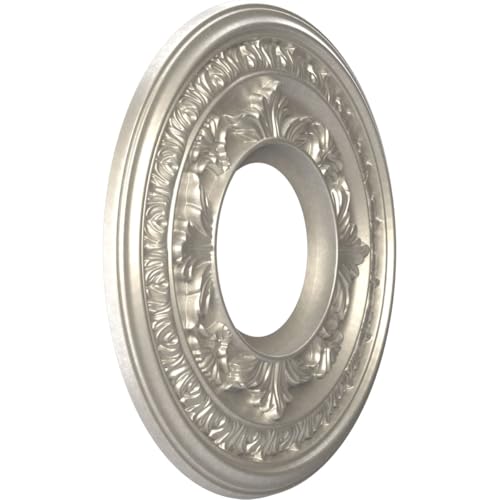Image of Ekena Millwork CMP10BABAL Baltimore Thermoformed PVC Ceiling Medallion (Fits Canopies up to 4 1 /4 inch), 10 inchOD x 3 1 /2 inchID x 3 /4 inchP, Bright Coat Aluminum