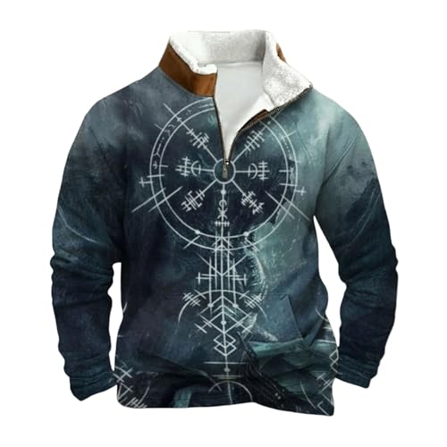 Image of Men's Sweatshirts UK Micro Fleece Pullover Half Zip Tactical Sweatshirt Ethnic Printed Athletic Hoodies Cotton Workout Sweatshirt Hip Hop Pullovers Western Cargo Jumpers Sale Purple Sky Blue