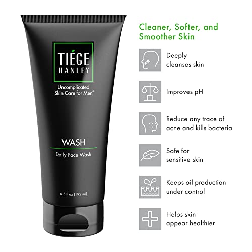 Tiege Hanley Daily Face Wash For Men (Wash) | Gently Removes Dirt, Grime & Excess Oil | Feel Cleansed & Refreshed | Fragrance Free | Dry Or Sensitive Skin | 6.5 Ounces | Uncomplicated Skin Care For Men #TOP2
