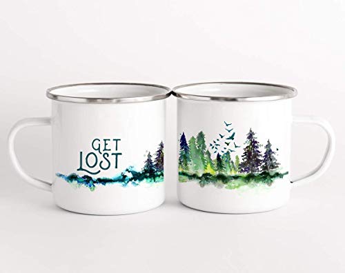 Taza esmaltada de camping blanca 12 oz miniatura 3
