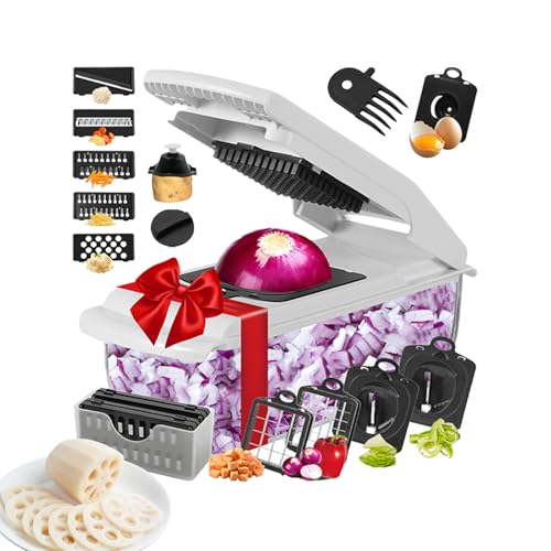 Cortador De Verduras,Cortador De Alimentos En Cubos Y Picadora Con Recipiente - Herramienta Manual Multiusos Con Recipiente Para Patatas, Ajo, Frutas Y Hogar
