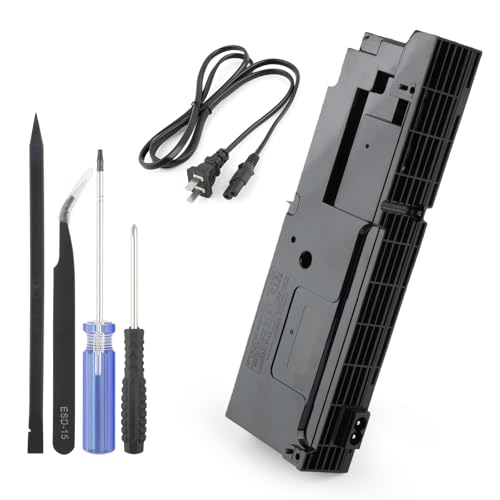 Power Supply for PS4 ADP-200ER ADP-200PIA Internal Power Source Supply for PS4 CUH-1215A CUH-12XX Series with AC Adapter Replacement Console Accessories with Repair Tools(4 Pin)