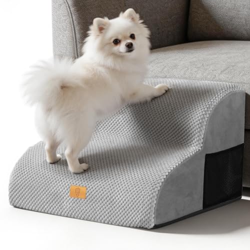 Thihome Escalier pour Chien à 2 Marches, Escalier en Mousse pour Chien Haute Densité avec Housse en Tissu Amovible et Lavable, Antidérapante Rampe Animaux...