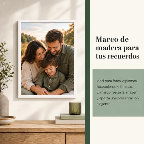 Miniatura 2 de Etrexonline Marco De Fotos Elegante, 15 X 20 Cm, Blanco, Fabricado En Madera Con Panel De Cristal, Perfecta Para Resaltar Tus Recuerdos Y Añadir Un Toque De Estilo A Tu Decoración Del Hogar